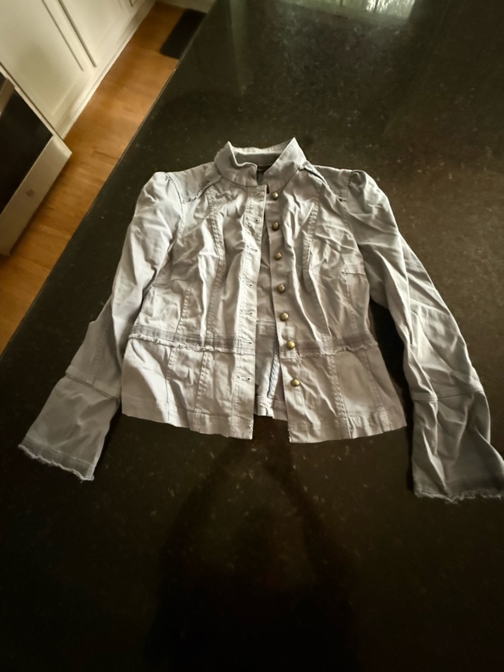 White House Black Market Light Gray Military-Style Jean Jacket